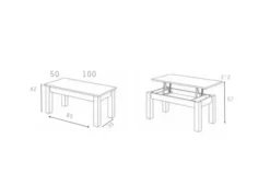 Mesa de centro elevable pata cuadrada CANTABRICO