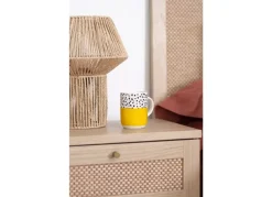 Mesita de 2 cajones haya y ratán CALABRIA